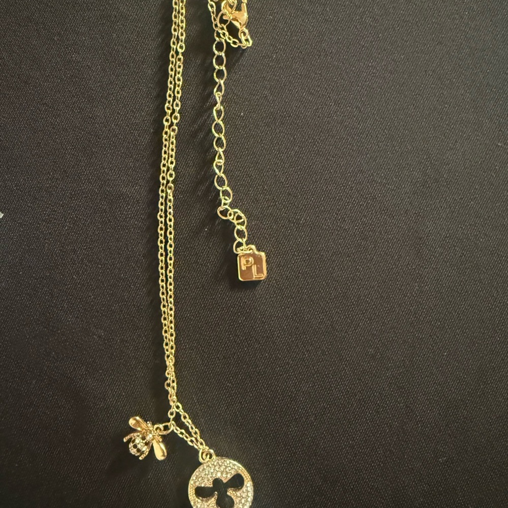 Gold Pendant Necklace with Charm